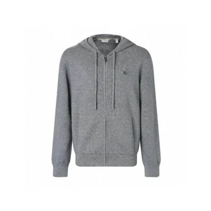 Burberry Zipper Gray Hooded Jacket Hoodie