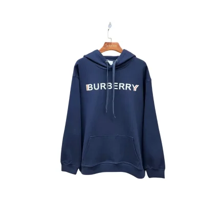 Burberry Hooded Hoodie Navy Blue Logo In White Text