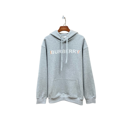 Burberry Hooded Hoodie Gray Logo In White Text