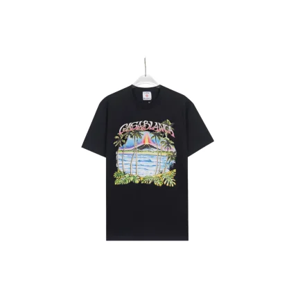 CASABLANCA Ocean Volcano Veiw T Shirt Black
