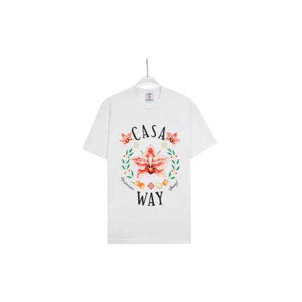 CASABLANCA Flower Logo Printed T Shirt White