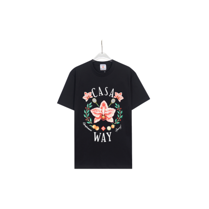 CASABLANCA Flower Logo Printed T Shirt Black