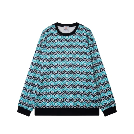 Casablanca Monogram Mohair Blend Crewneck Black Mint Green Sweatshirt