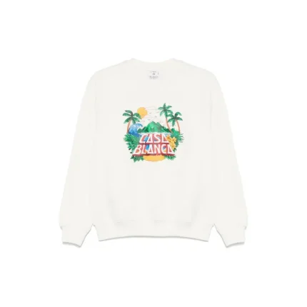 Casablanca Sea View Monogram Sweatshirt White