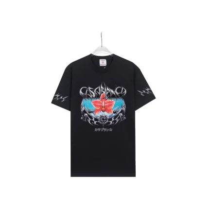 CASABLANCA Flower Monogram With Design T Shirt Black