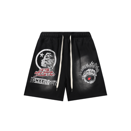 Hellstar Short Black With Text Printed