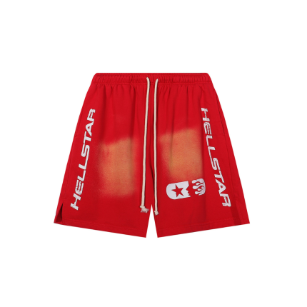 Hellstar Short Washed Red With Text Printed
