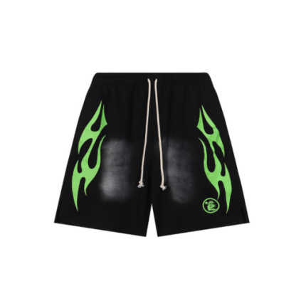 Hellstar Short Washed Black With Green Stripe