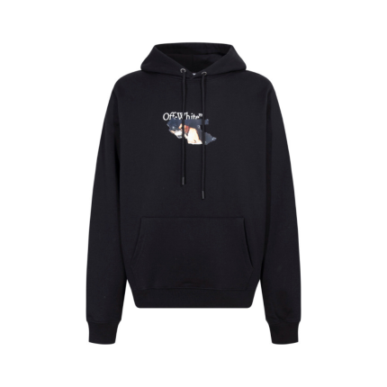 Off-White Hoodie Black With Cartoon Design