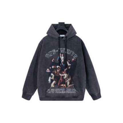 Off-White Hoodie Gray With Graphic Print