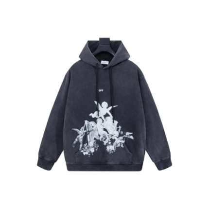 Off-White Hoodie Light Black With White Graphic Print