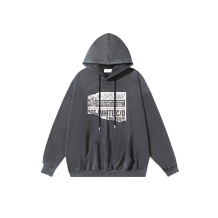 Off-White Hoodie Gray With Monogram Design