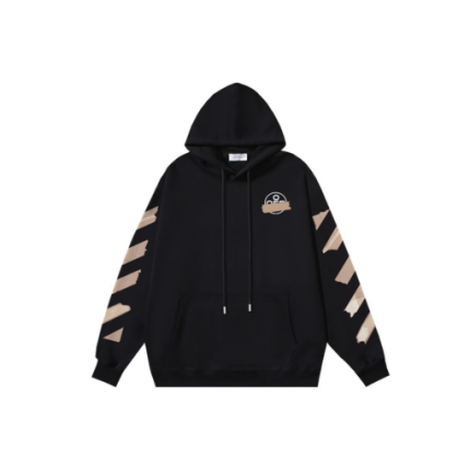 Off-White Hoodie Black With Beige Design
