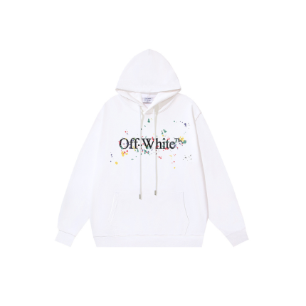 Off-White Hoodie Multicolour Paint Text Design Printed