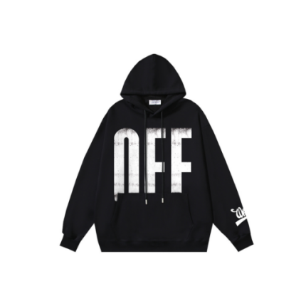Off-White Black Hoodie With OFF Text Monogram Printed