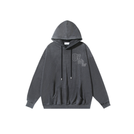 Off-White Light Gray Hoodie With Graphic Design