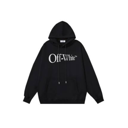 Off-White Black Hoodie With Name Monogram On The Chest