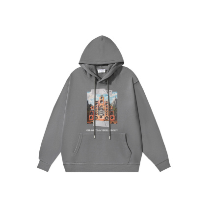 Off-White Hoodie Gray With Graphic Design
