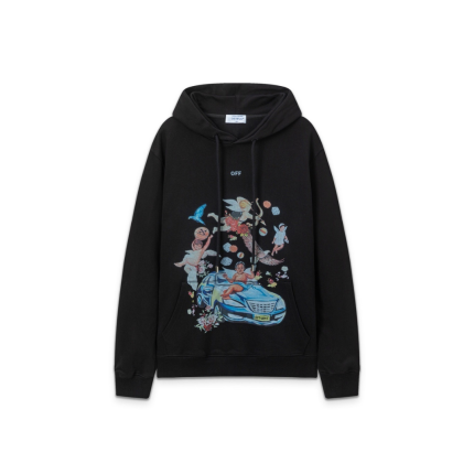 Off-White Hoodie Black With Graphic Design Print