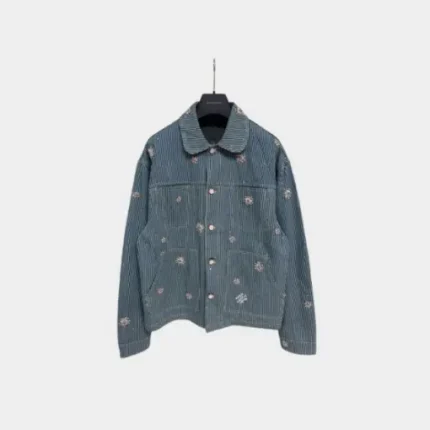LV Embellished Workwear Jacket Light Blue