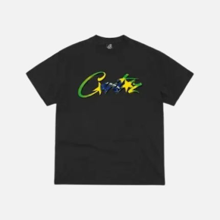 Corteiz Brasil Tee Black With A Logo Featuring The Colors Of The Brazilian Flag