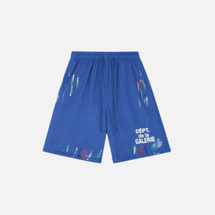 Gallery Dept Studio Gym Paint-Splattered Mesh Shorts Blue