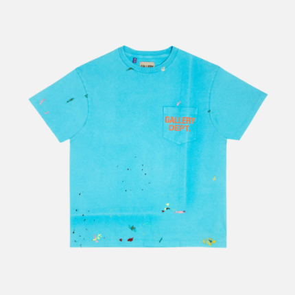Gallery Dept Hoodie Painted T-Shirt with Vintage-Look Logo Turquoise
