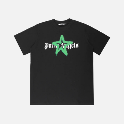 Palm Angels Star Sprayed T-Shirt Black And Green