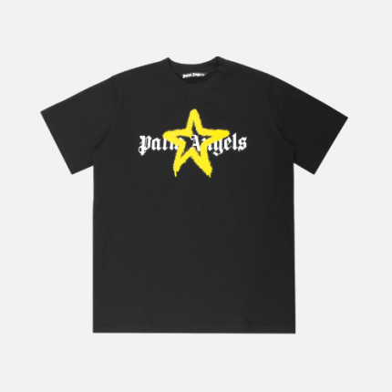 Palm Angels Star Sprayed T-shirt Black and Yellow