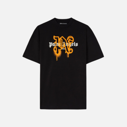 Palm Angels Roma Monogram Sprayed Logo T-Shirt Black