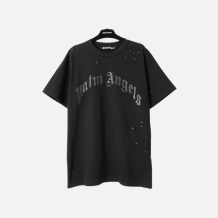 Palm Angels Glittered Logo Classic T-Shirt Black