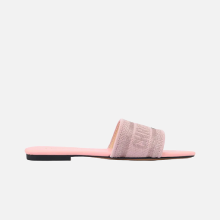 Dior Dway Slide Cotton Embroidered Sandals Rose Des Vents