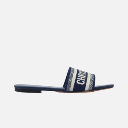 Dior Dway Slide Deep Blue Embroidered Cotton