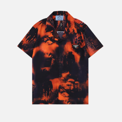 Prada Short-Sleeved Shirt Black Orange