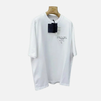Prada Logo Oversized Cotton T-Shirt White