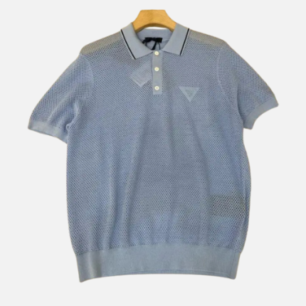 Prada Perforated-design Polo T-shirt Blue