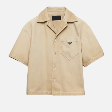 Prada Short-Sleeved Shirt Worn Bull-Denim, Color Natural