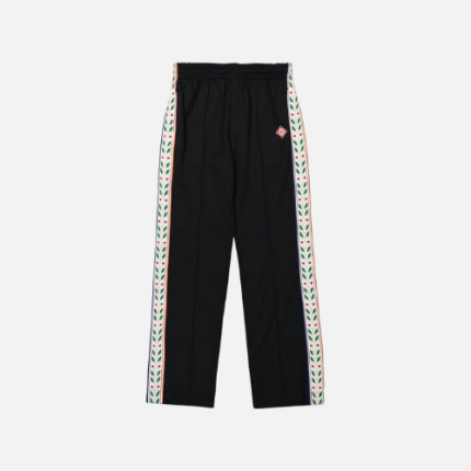 Casablanca Laurel Track Pant  Black With A Jacquard Graphic Pattern Trim