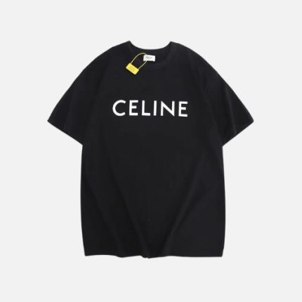 Celine Loose T-Shirt Cotton Jersey Black With A White Logo