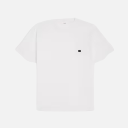 Celine Triomphe Loose T-shirt White Cotton Jersey With An Embroidered Triomphe Logo
