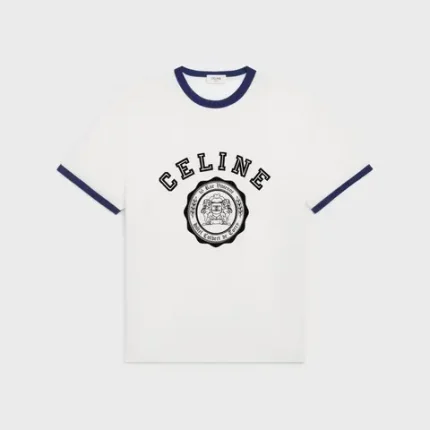 celine blason loose t-shirt in cotton jersey off white