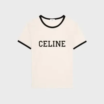 Celine Regular T-Shirt In Cotton Jersey Washed White