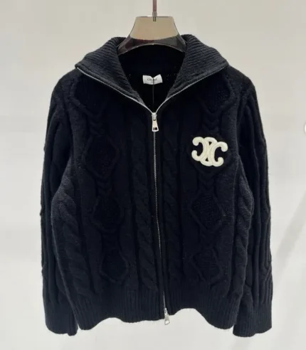 Celine Wool-Blend Cardigan Black