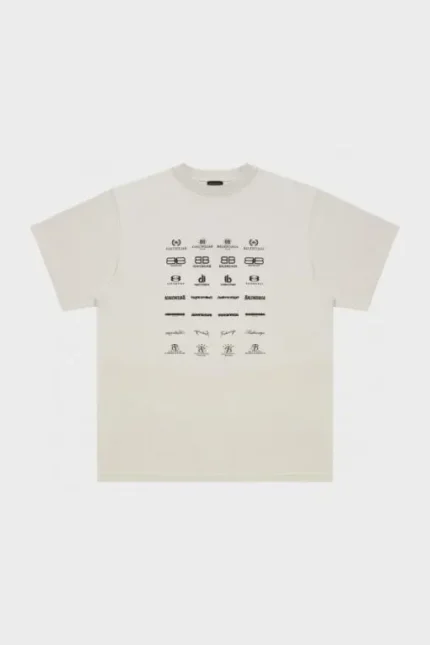 Balenciaga Archives Logos-Print Cotton T-Shirt White