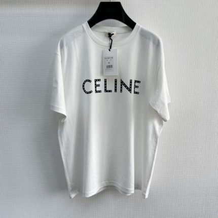 Celine Loose T-shirt White Cotton Jersey With A Screen Print