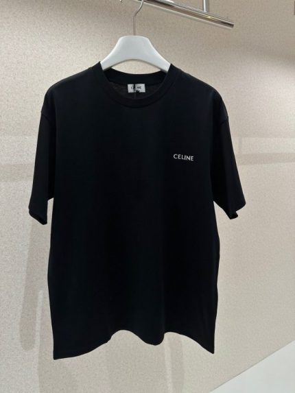 Celine Logo-Print Cotton-Jersey Loose T-shirt Black
