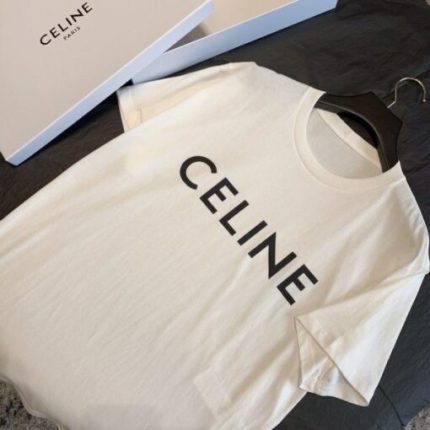 Celine Loose T-shirt Cotton Jersey Ecru