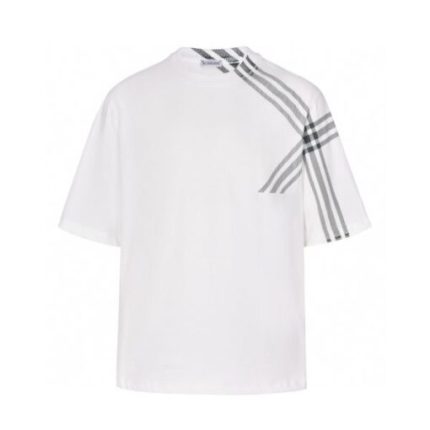 Burberry Check Sleeve Cotton T-Shirt White