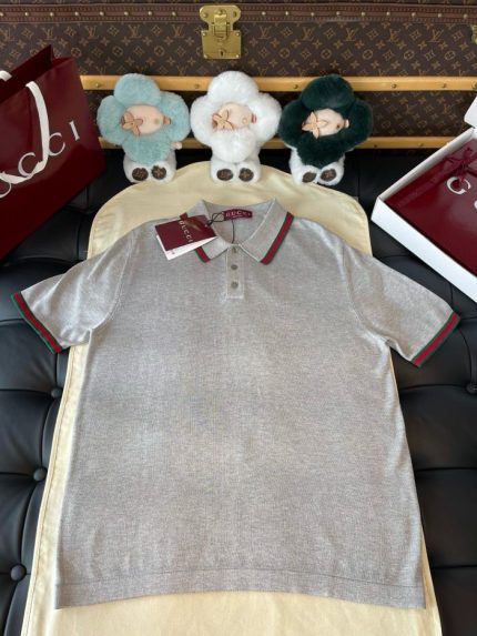 LV Lamé Knit Polo T-shirt Silver