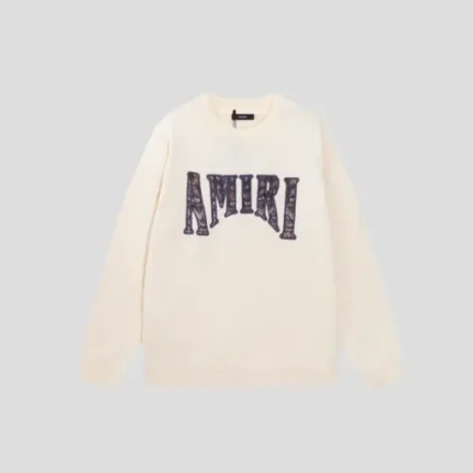 AMIRI Monogram Intarsia Crewneck Sweater Cream